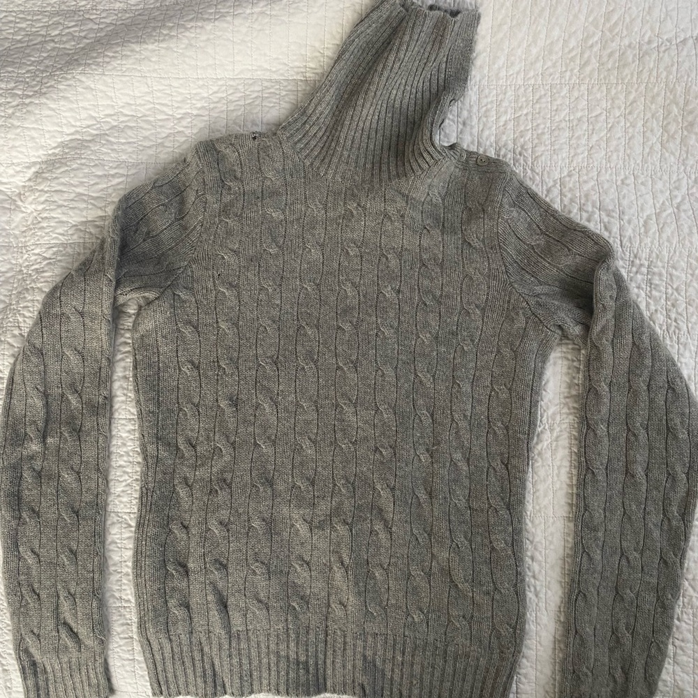 Vintage 90s Ralph Lauren  Gray Cable Knit Sweater